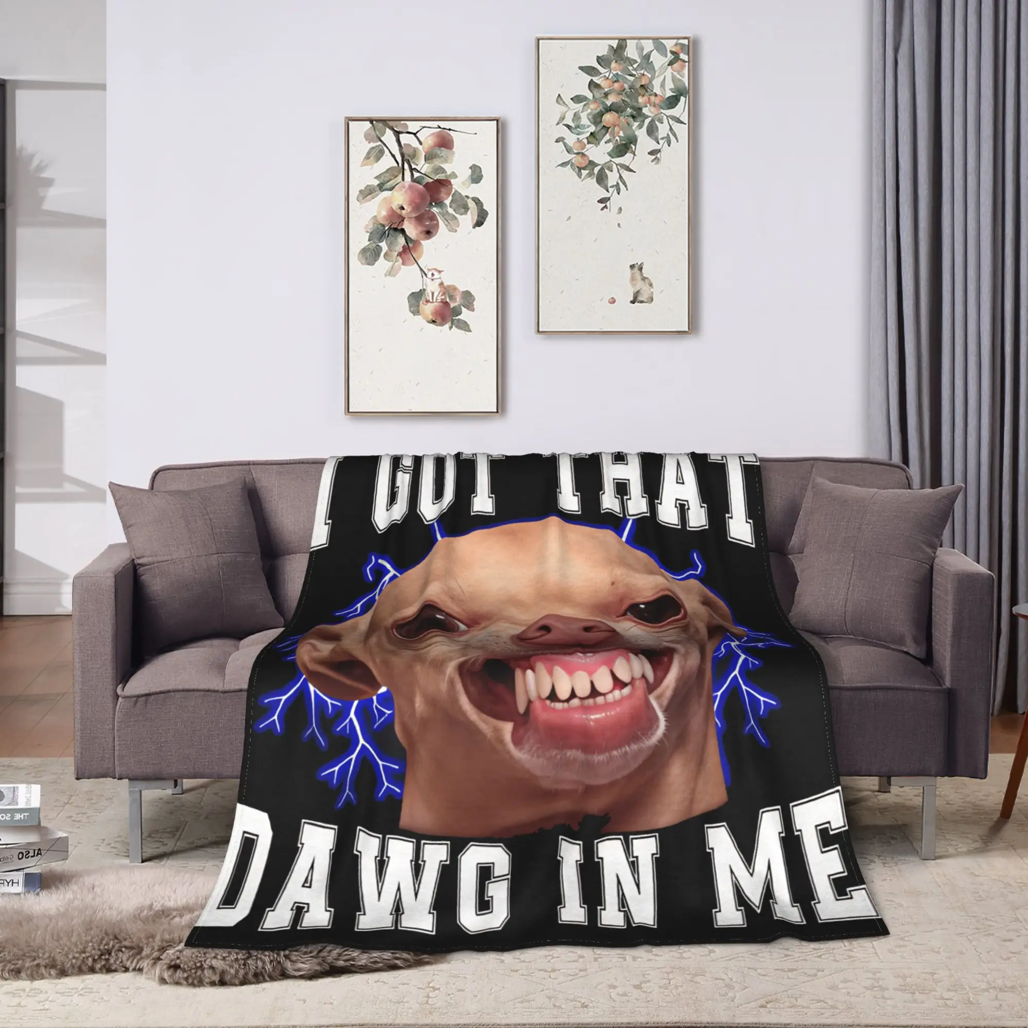 I Got That Dog In Me Funny Angry Dog Blanket Winter  Cozy Throw Blanket For Boy Girl Living Room Flannel Bedspread Bed Cover