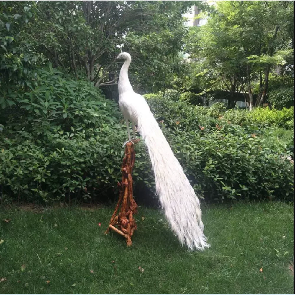 huge real life beautiful peacock model foam&feather white simulation peacock bird gift about 200cm xf2889