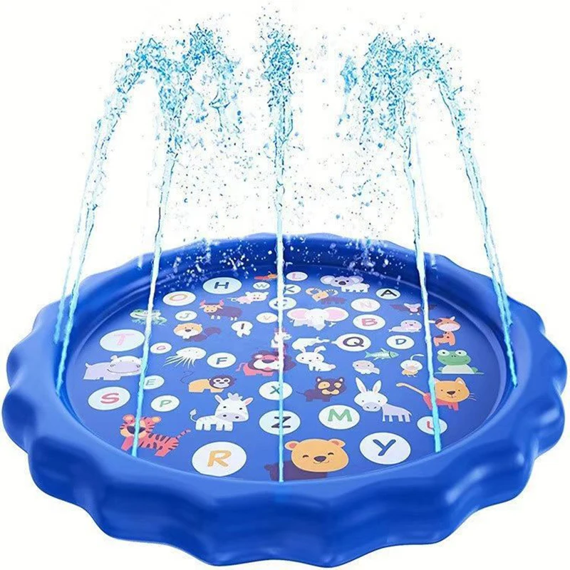 

100cm/170cm Inflatable Outdoor Kids Spray Pool Splash Pad Sprinkler Water Play Mat Non Slip Animals Letters Pattern