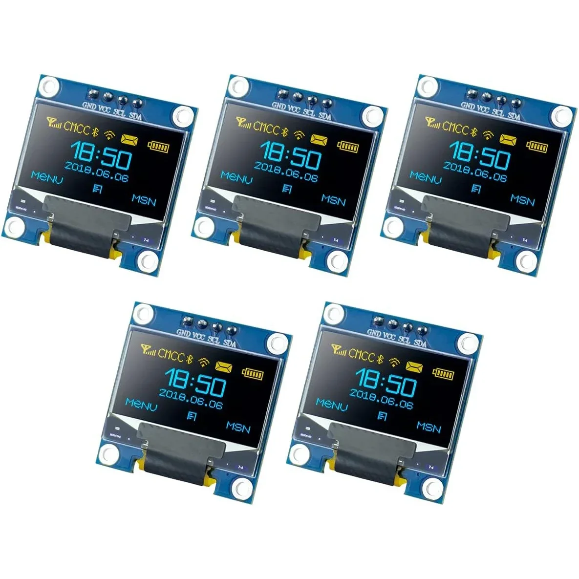 

5 Pcs 0.96 Inch OLED I2C IIC Display Module 12864 128x64 Pixel SSD1306 Mini Self-Luminous OLED Screen Board for Arduino Raspber
