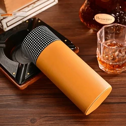 Travel Cigar Tube Jar Portable Cedar Wood Leather Humidor Box Cigar Case W/ Humidifer Hygrometer Fit 5 Cigars Humidor