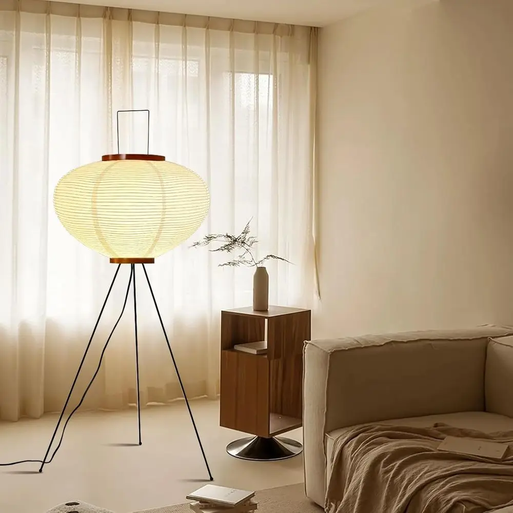 

Noguchi Style Paper Lantern Floor Lamp, Japanese Minimalist Akari Floor Lamp with 3-Color Temperature, Wabi Sabi Decor for Bedro