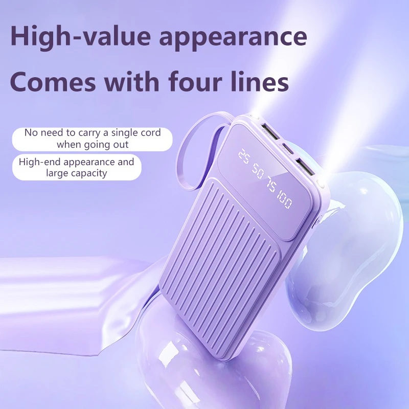 باور بانك شحن سريع 4IN1 100000mAh بسعة كبيرة وشاشة رقمية للهاتف المحمول لهاتف Xiaomi Huawei iPhone 17Promax 2026