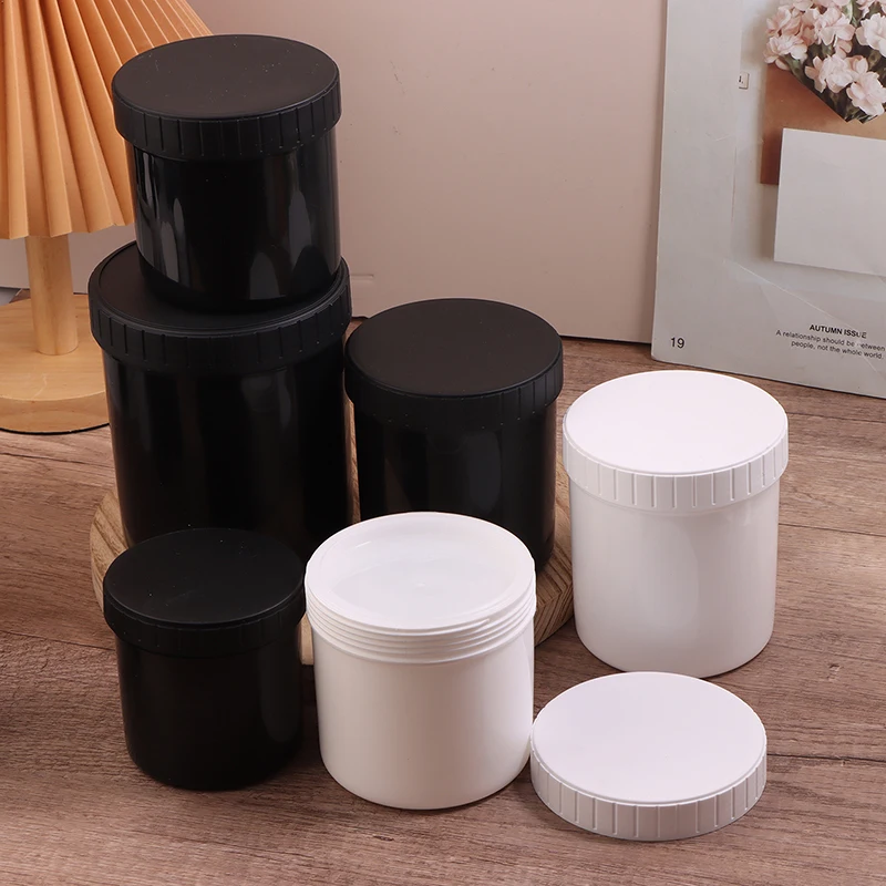 Gran oferta, 1 Uds., 30-1000ml, tarro de plástico blanco/negro, tarro para máscara, tarro de crema, tanque de almacenamiento de alimentos, contenedor vacío de cosméticos, caja de maquillaje