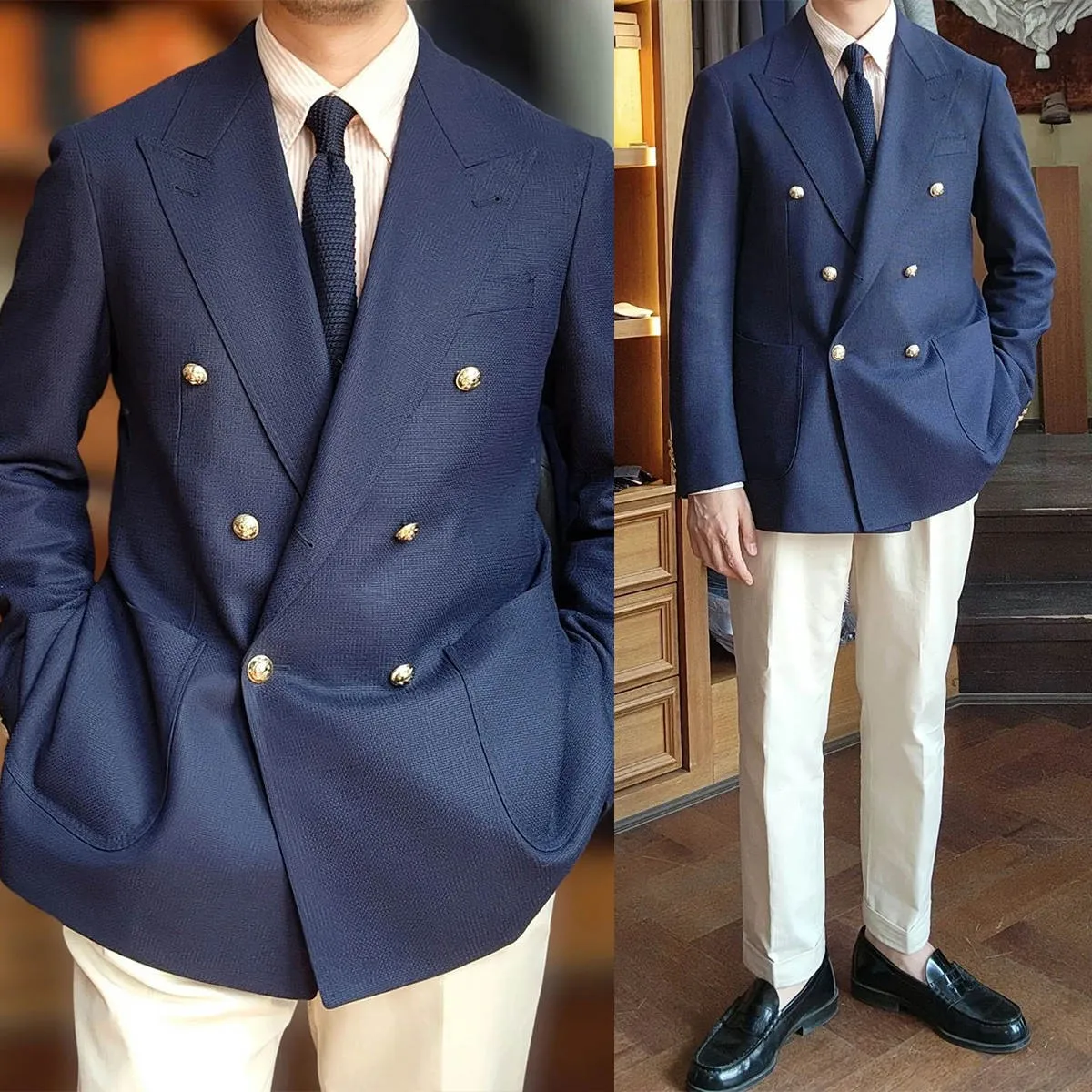 

Designer Men's Wedding Suit Blazers Custom Made Tuxedos Double Breasted Jacket For Male Business Office Groom Wear Only Coat