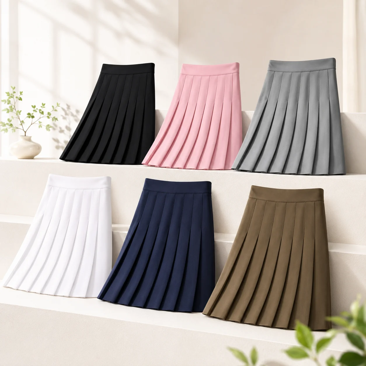 

Y2K Women Pleated Mini Skirt High Waist Summer A Line Skater Skirt Preppy School Uniform Solid Color Korean Short Skirt Outfit