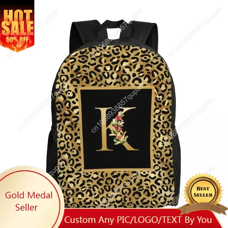 

3D Print Leopard Pattern Letter Backpacks for Boys Girls School College Travel Bags Men Women Bookbag Fits 15 Inch Laptop