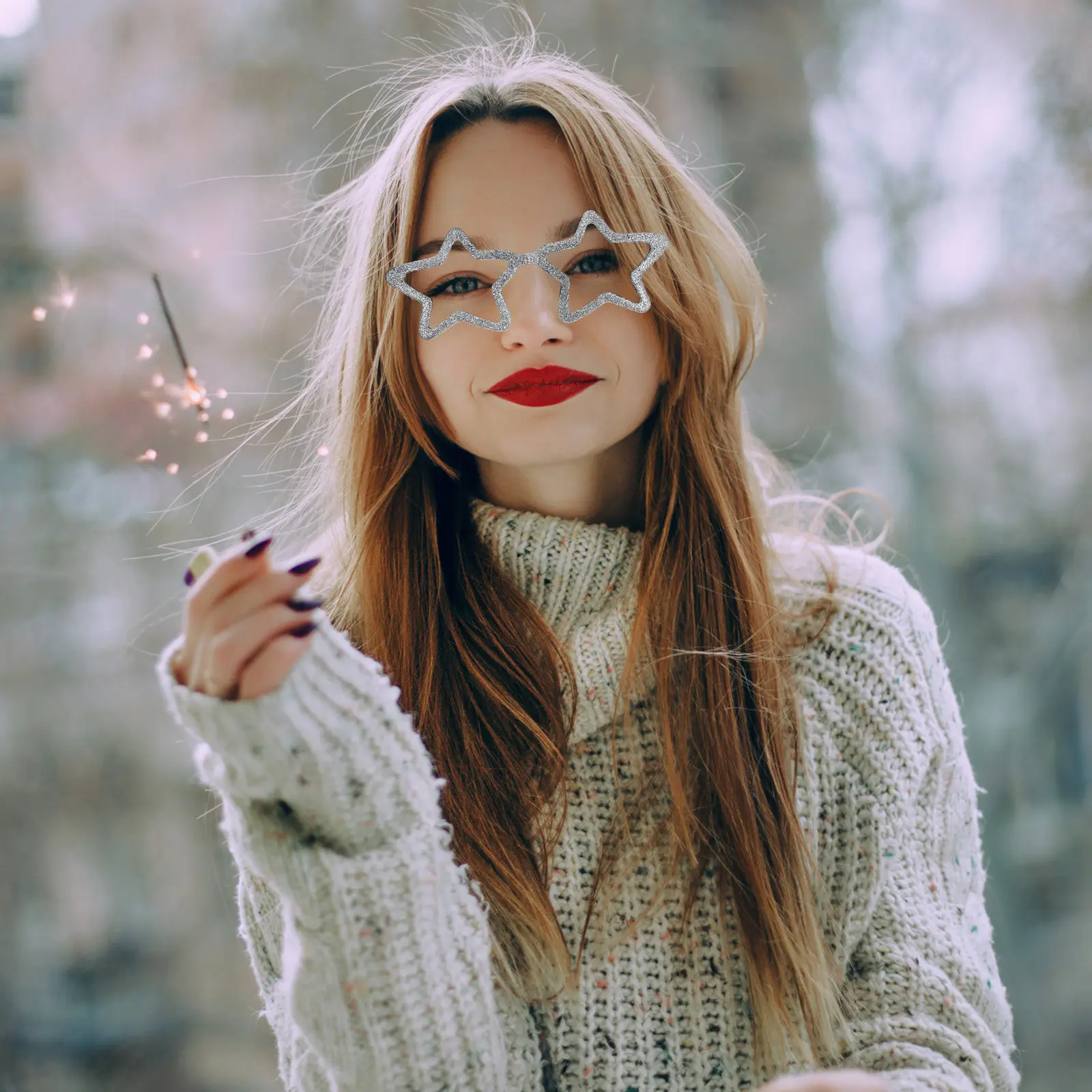 

Очки-реквизит для вечеринок, фестивалей, косплея, пляжного отдыха, гладкие, комфортные, приятные на ощупь, серебряные, имитация стекла