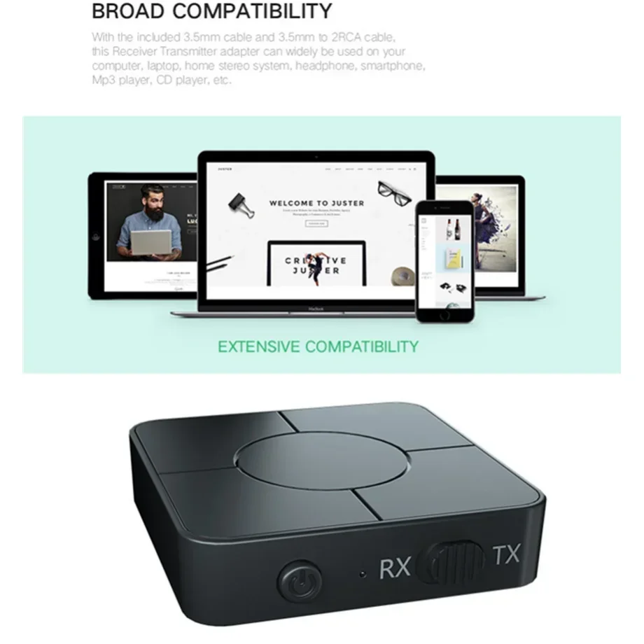 Penerima Pemancar Audio Bluetooth 5.0 KN326 3.5Mm AUX Jack RCA Adaptor Audio Musik Nirkabel dengan Mikrofon untuk Headphone TV PC Mobil