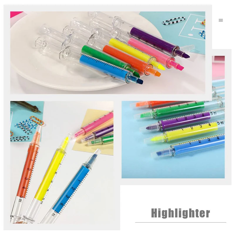 Imagem -05 - Seringa Highlighters Agulha Injector Fluorescente Caneta Aquarela Cores 60 Pcs