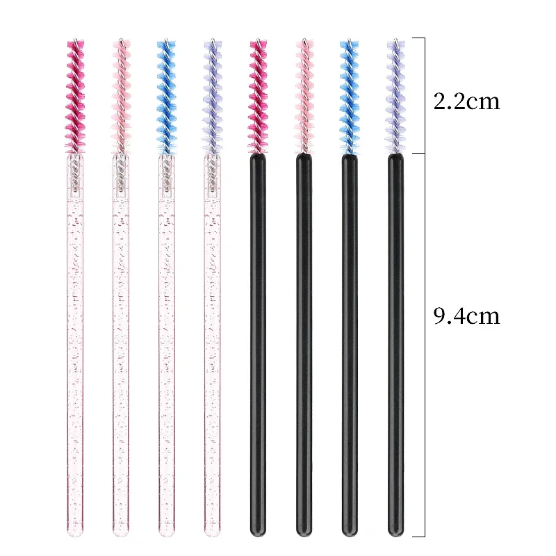 Brosses à cils en cristal de poulet avec manche en diamant, baguette applicateur de mascara, outils d'extension de cils, nouveau, 50 pièces