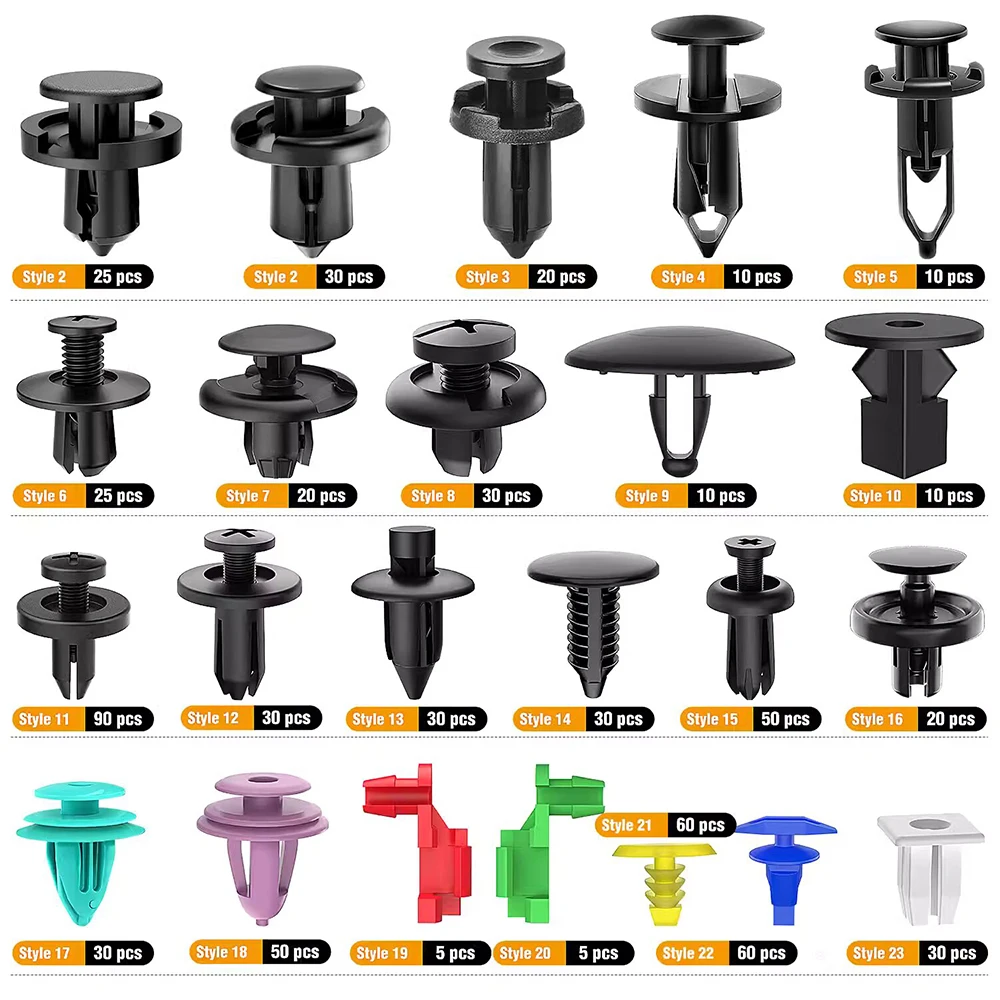 SXMA JL1315 Retainer Fasteners Plastic Clips Rivet FOR All Car 725pcs ABS material Automotive Buckle Fasteners Willow Nail Set