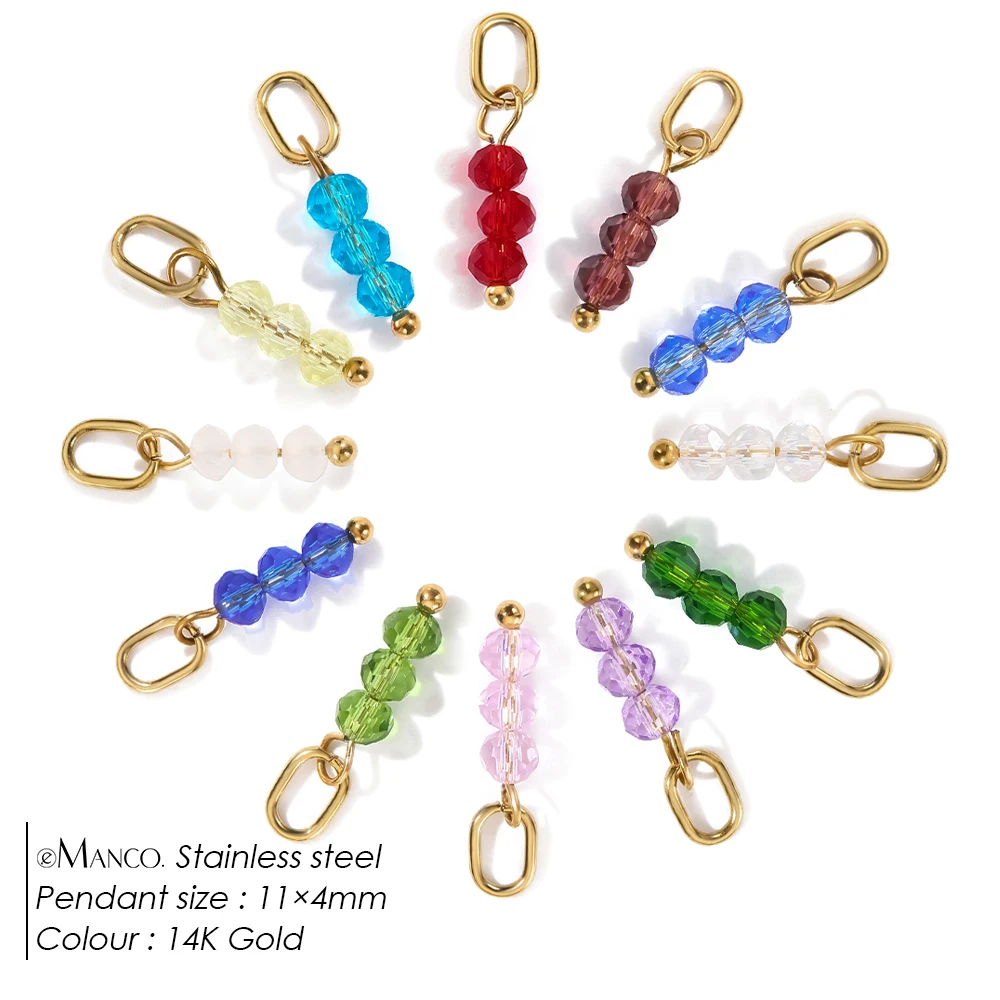 EMANCO  Luxury Colored Crystal Beads With High-quality Stainless Steel Charms Can Be Made Into Women's DIY Necklaces Bracelet