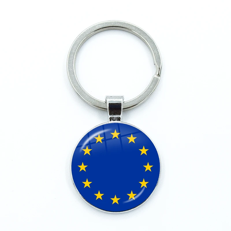 Eu European Europe Union Flag Keychain Keyring Jewelry Pendant Convex Glass Keychain Friends Gift