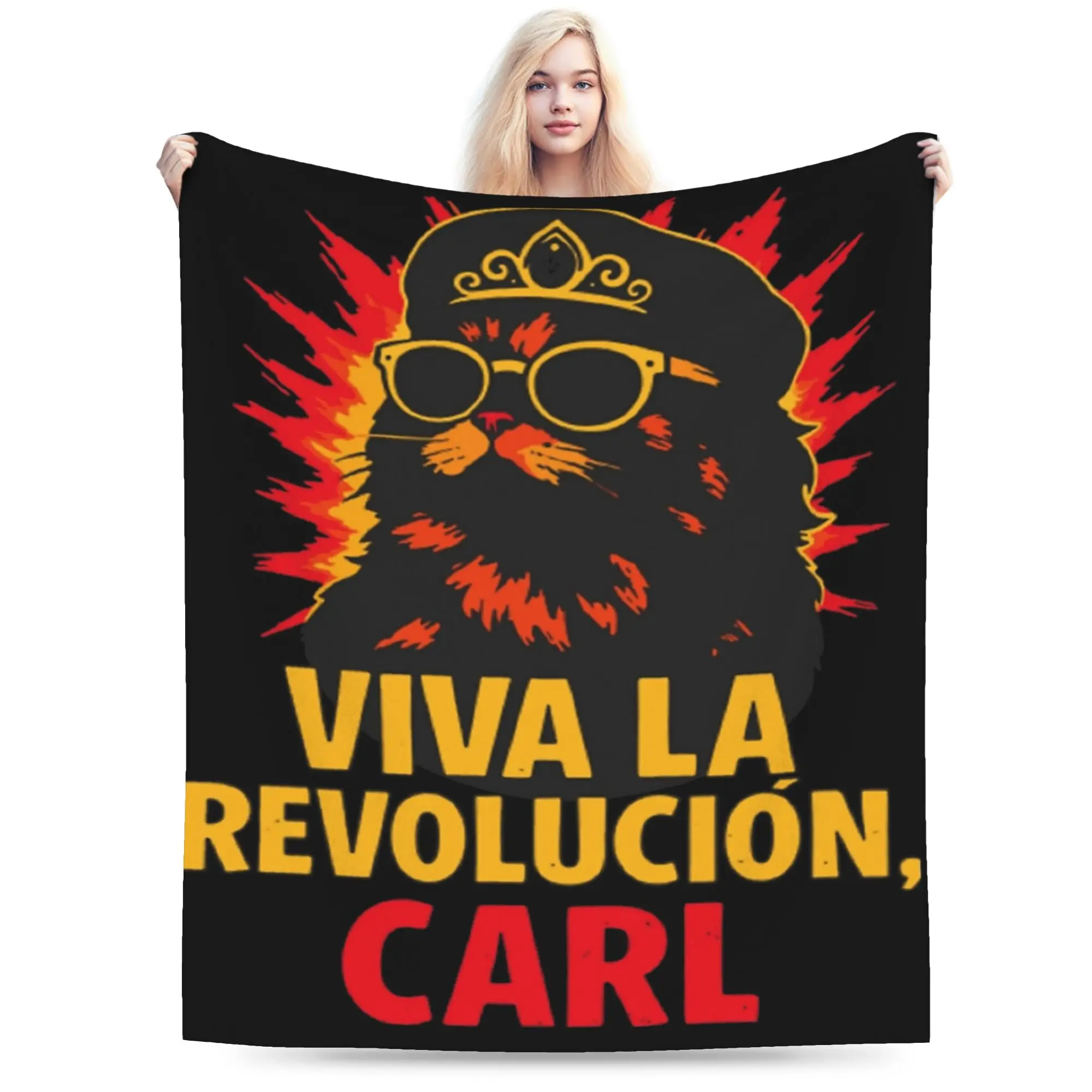 Viva La Revolution Carl Cat Lover Blanket Super Soft Warm  Throw Blankets for Couch 50x60 Inch Multiple Sizes Plush Thin Quilt