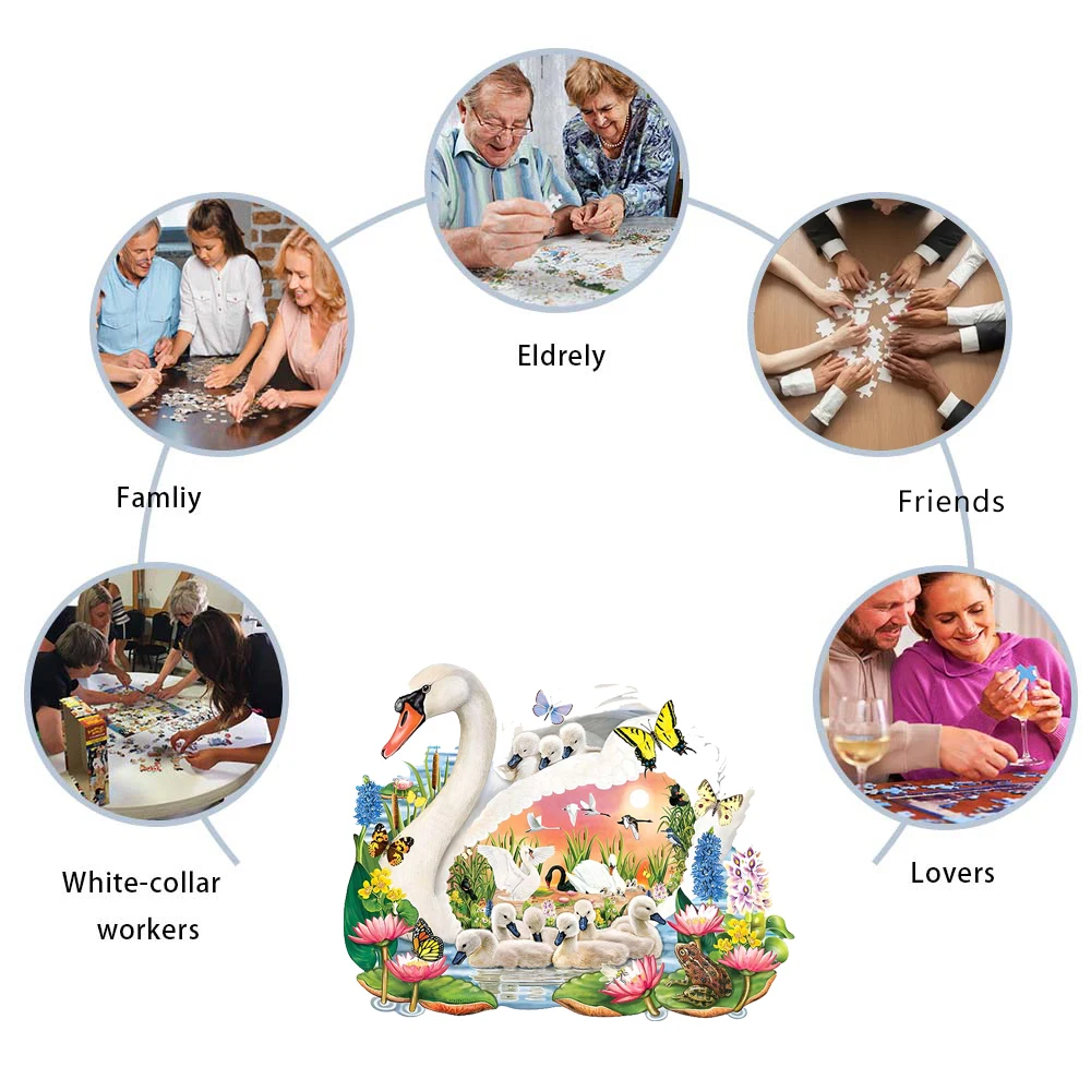 بجعة خشبية بانوراما الألغاز الفن للبالغين ، قطع فريدة من نوعها على شكل ، تخفيف التوتر اللعب ، لعبة ترفيهية ديي للأسرة ، ديكور المنزل