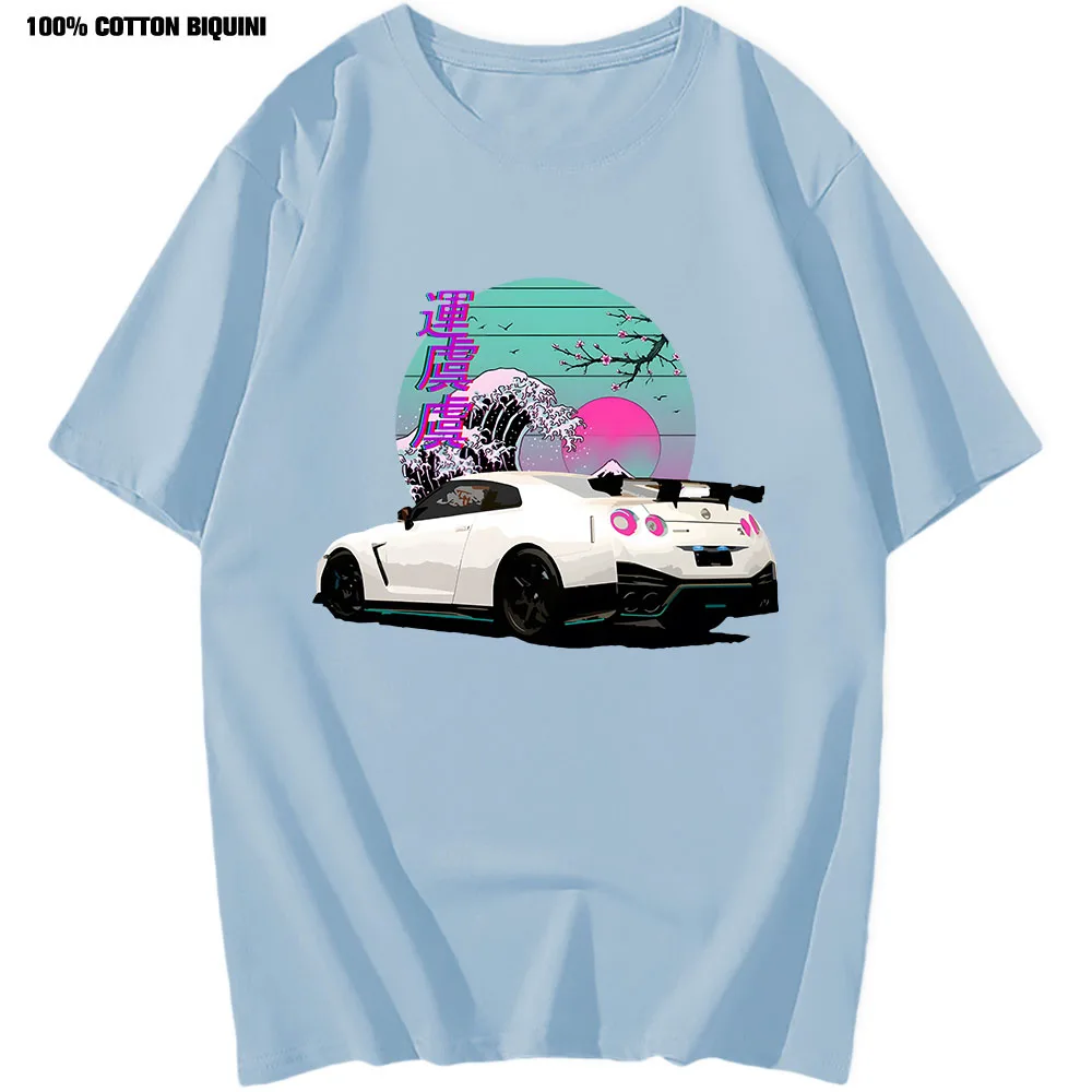 Anime Initial D T Shirt for R35 Skyline GTR Vaporwave JDM Legend Car Print Shirt Men Short Sleeve 100% Cotton Graphic T Shirts