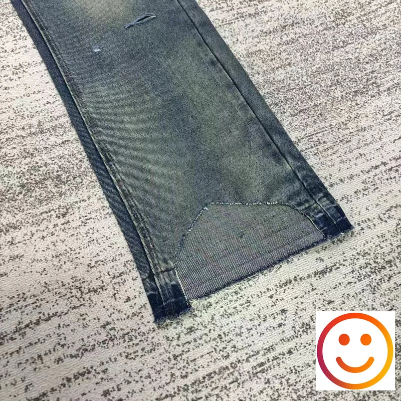 ERD Vintage Wash Cut Damaged Straight Denim Jeans Men Women High Street Pants Cowboy Trousers