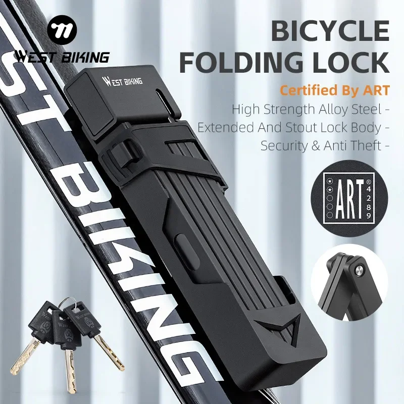 WEST BIKING-cerradura plegable para bicicleta, candado de seguridad fuerte antirrobo con contraseña para bicicleta, candado de Cable de cadena pesada, candado para motocicleta