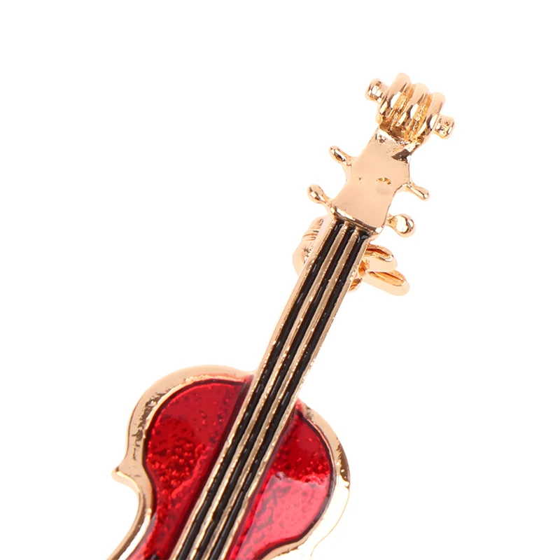 1Pc Mode Elegante Rote Violine Pins Broschen Dame Kristall Strass Musical Instruments Brosche Pin Schmuck Zubehör