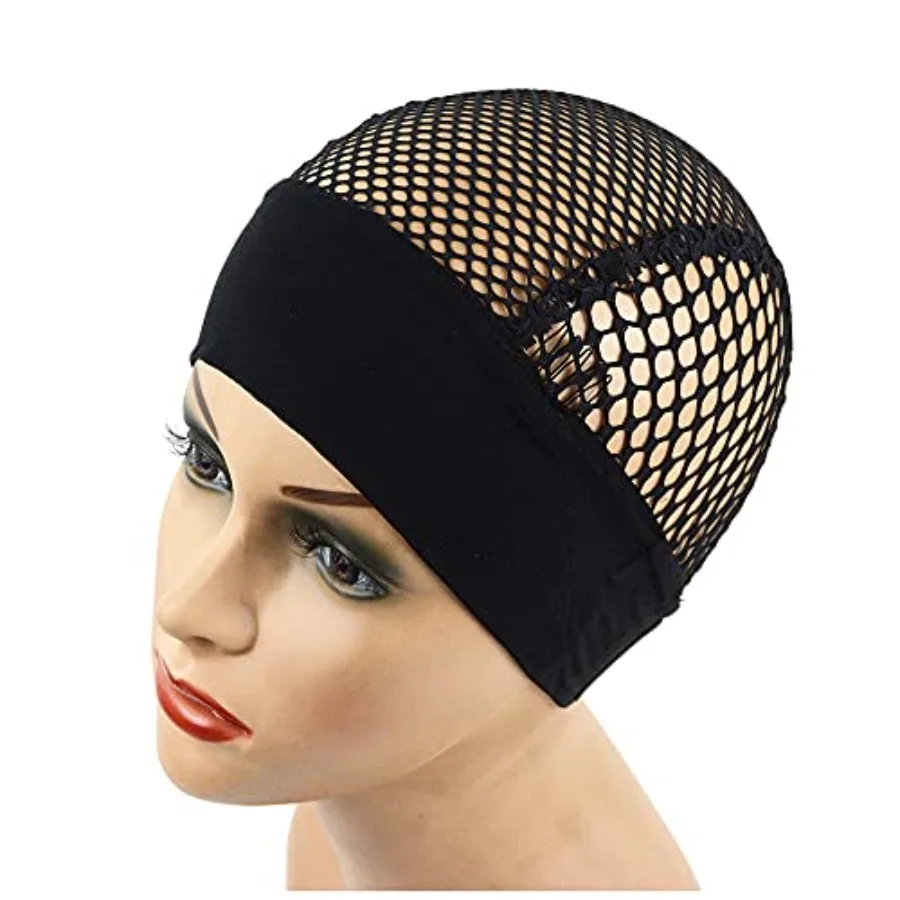 1 Pc Black Crochet Wig Cap Headband Wig Cap with Adjustable Headband Weaving Wig Cap for Wig Making