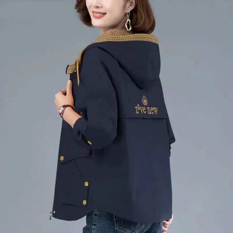 Fleece Jacket Women\'s Short 2021 Autumn Winter New Korean Version Loose Casual Hooded Middle-Aged Mother Warm Jacket Trend W0156