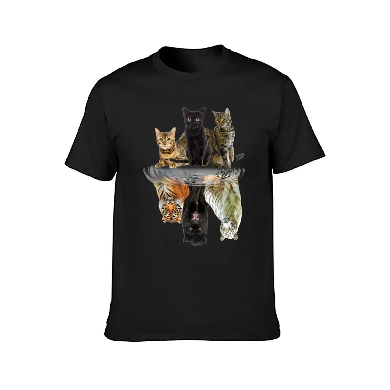 Cats Reflection Friend Cat Lovers Cut Tiger T-Shirt summer clothes blanks mens funny t shirts