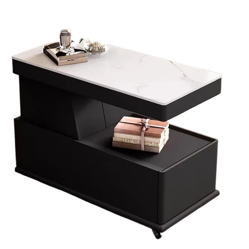 

Черный деревянный столик рядом с диваном, внешний вид из травертина, мебель для гостиной