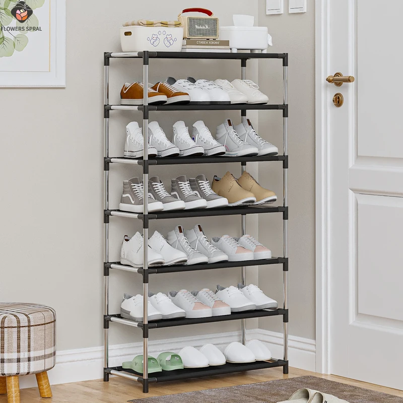 7-Story Metal Shoe Rack, Stainless Steel Frame Shoe Rack, Space Saving, Suitable For Entrance Cabinets, Bedrooms, Dormitories