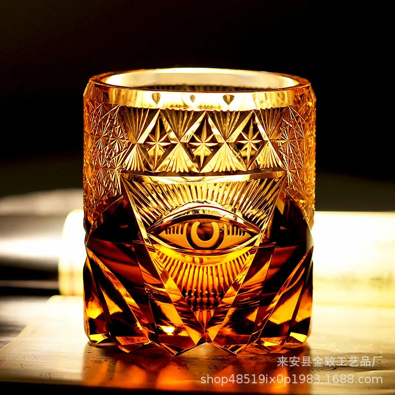 Crystal cup premium wine glass hand-carved retro