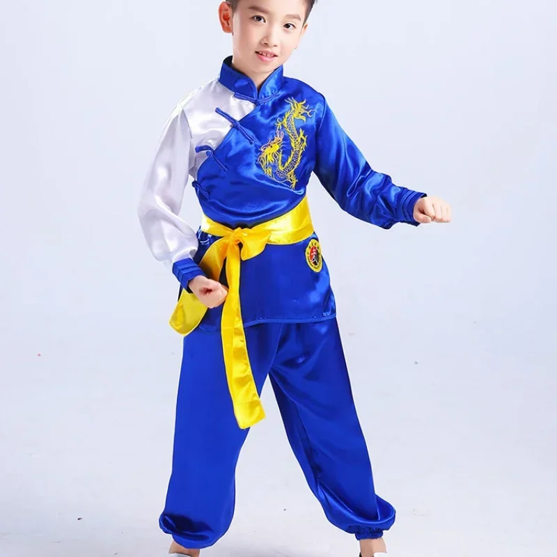 

Uniforme d'arts martiaux traditionnels chinois pour enfants, Wushu Kleding Tyor, Kung Fu Pak, Jongens Meisjes, Podiumkostuum Set