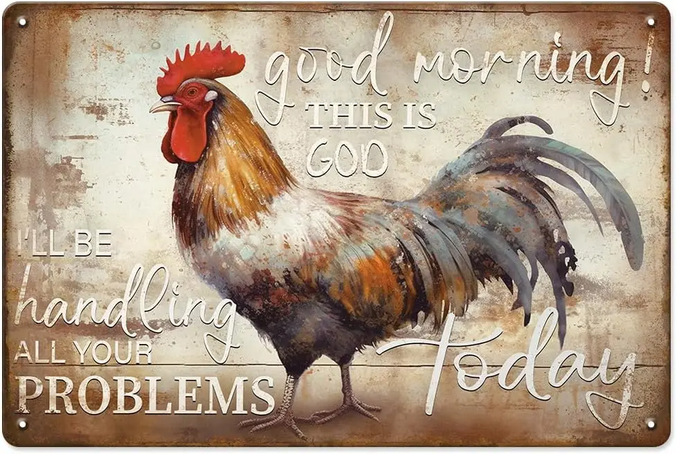 Кухонный декор с курицей, забавные таблички с курицей, «Хороший утро, это Бог, я бы предпочел, все ваши проблемы», подарки с курицей для женщин