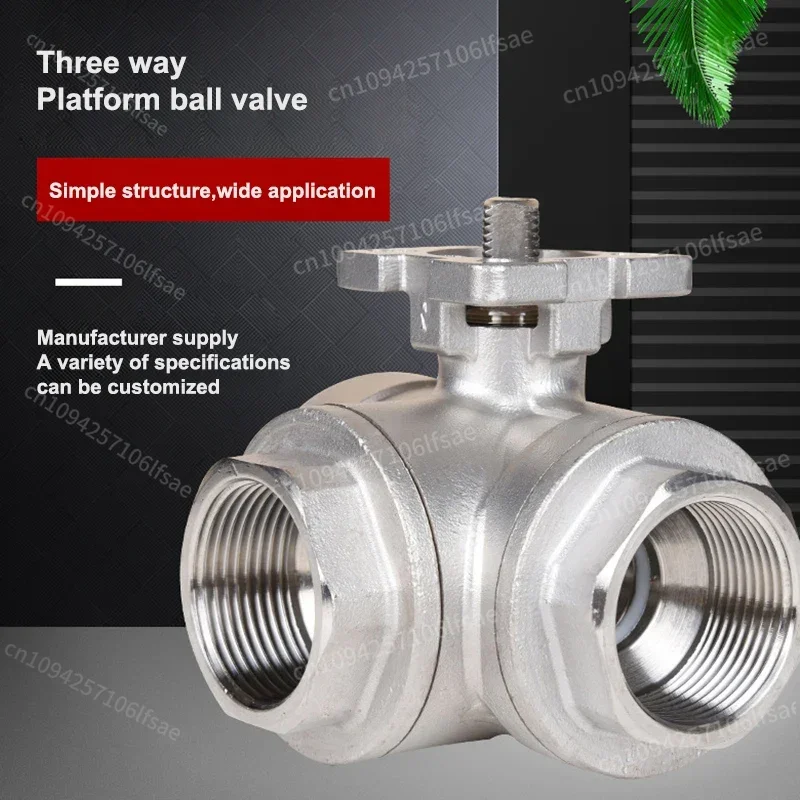 DN8-25 Three Way Pneumatic High Platform Ball Valve Stainless Steel Three Way Valve Pneumatic Internal Thread Valve Body