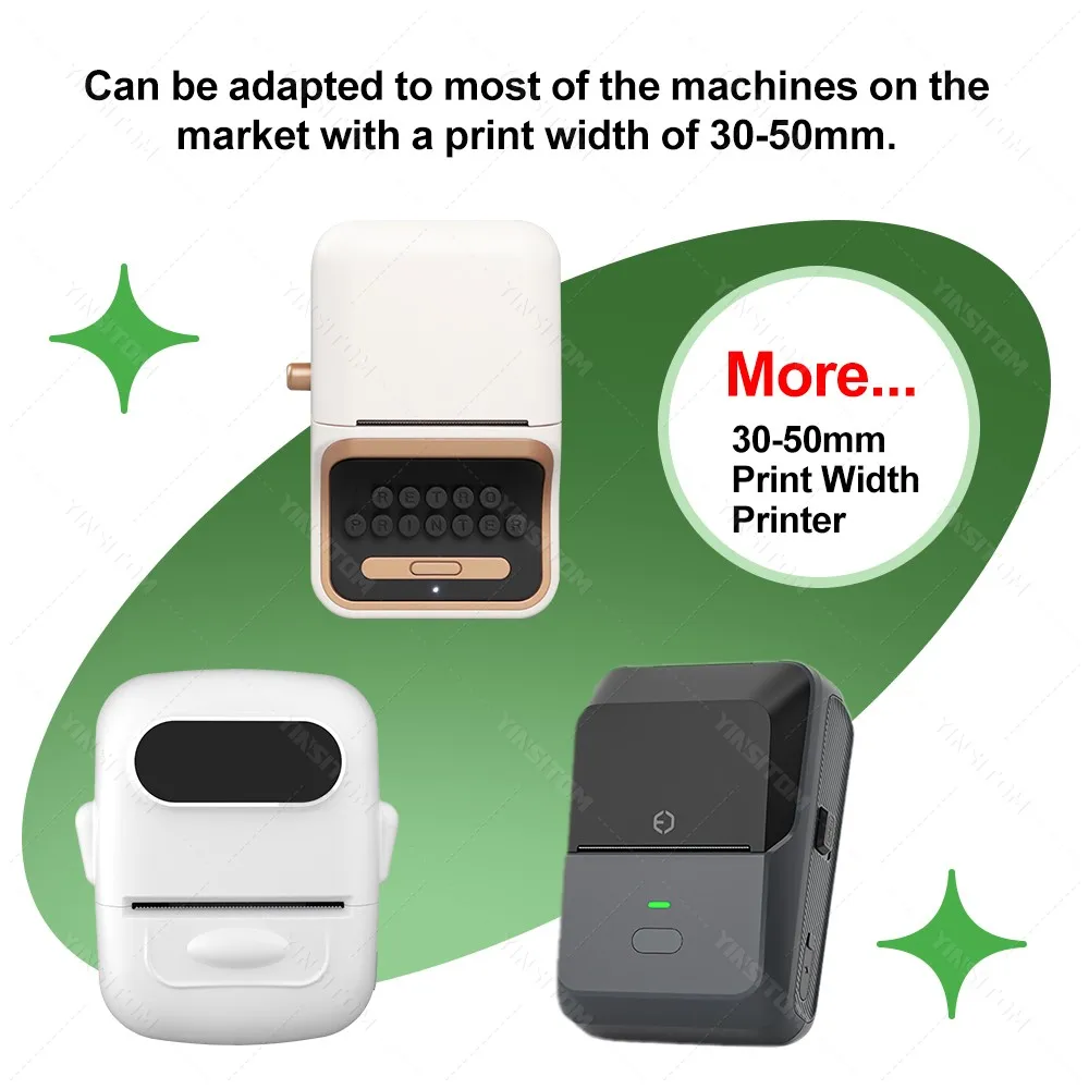 30-50 مللي متر الحرارية لفات الورق ملصق لاصق أوراق أبيض اللون شفافة كابل لفة 3 قطعة مجموعة واحدة لطابعة الملصقات #2