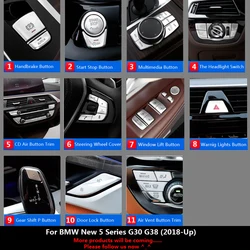 Full Set For BMW 5 G30 G38 Chrome Hand Brake Start Stop Steering Wheel Multi Media Window Lift CD Air Vent Button Cover Trim
