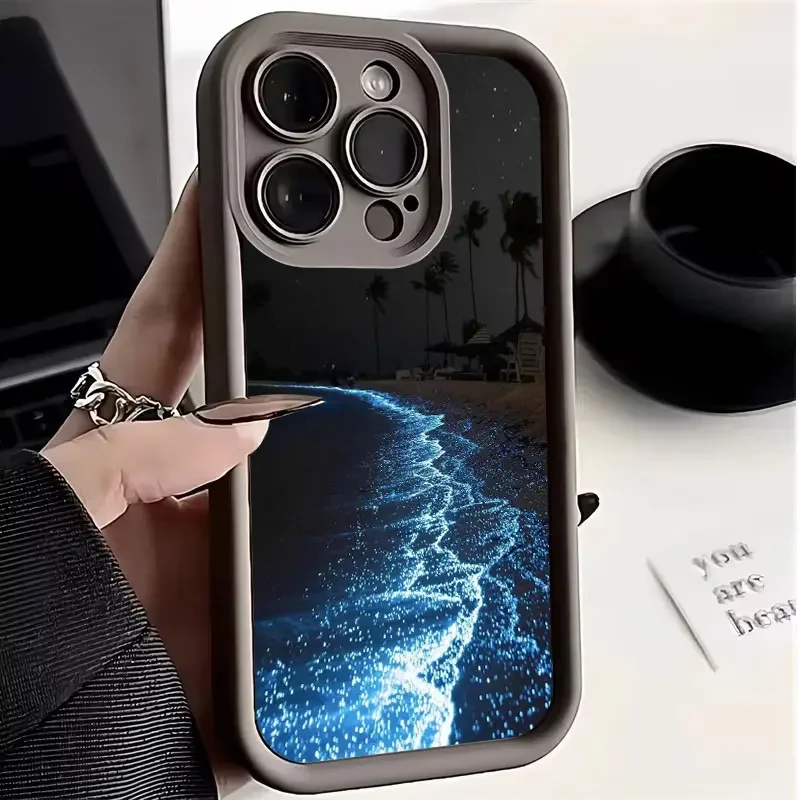 Blue Tears at Night Phone Case For iPhone 11 12 13 14 15 16 Pro Max X XS XR 7 8 16 Plus SE 2020 Shockproof Silicone Soft Cover