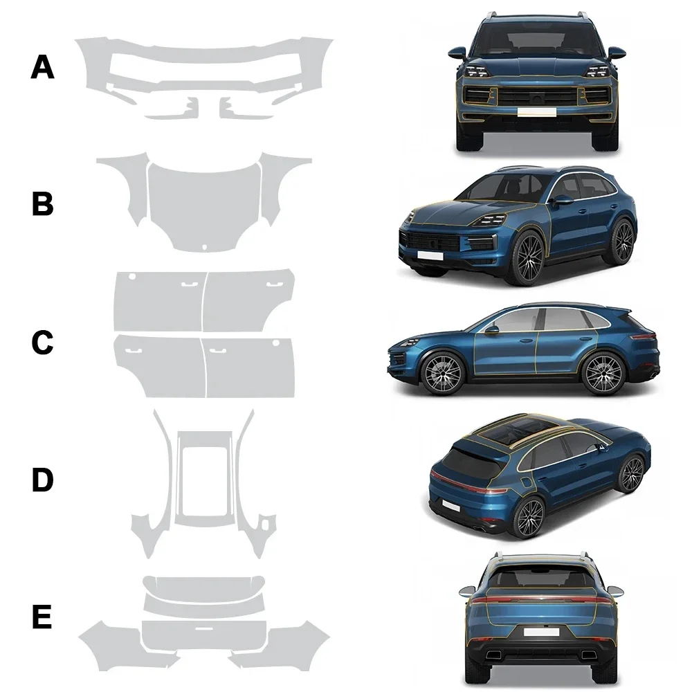 

PFCC PPF TPU for Porsche Cayenne Basic 2024-up Paint Protection Film Precut Car Body Sticker Clear Kit Bra Transparent Film