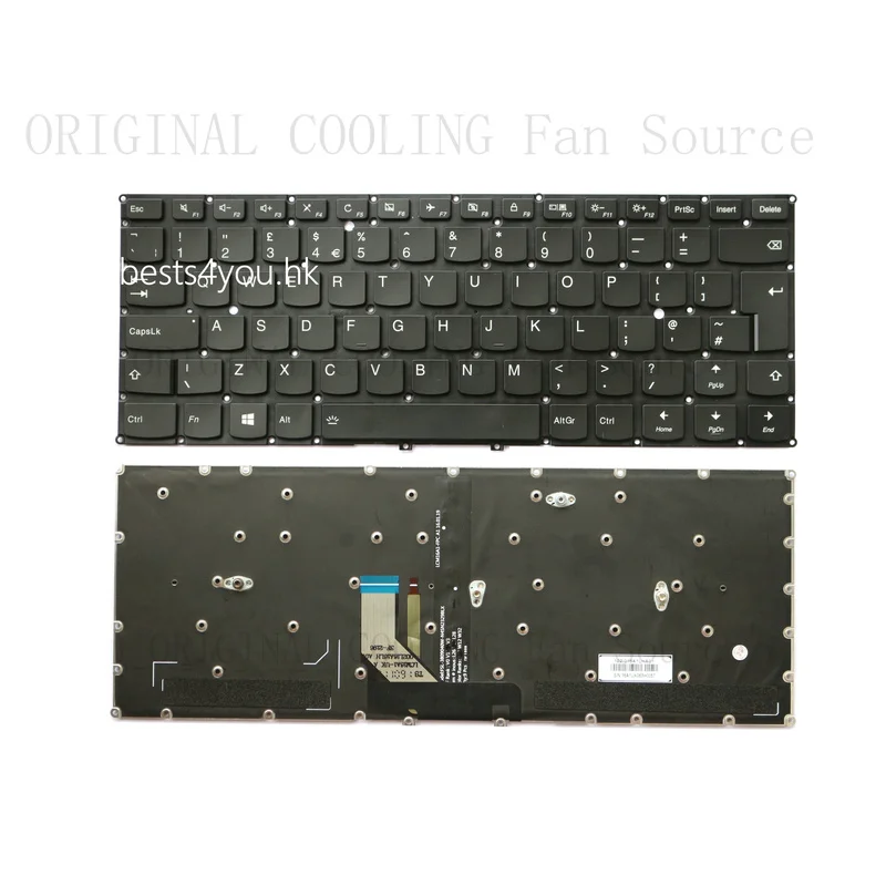 R+  New FOR Lenovo YOGA 5 Pro Yoga 910-13IKB 80VF UK Backlit Keyboard Black No Frame