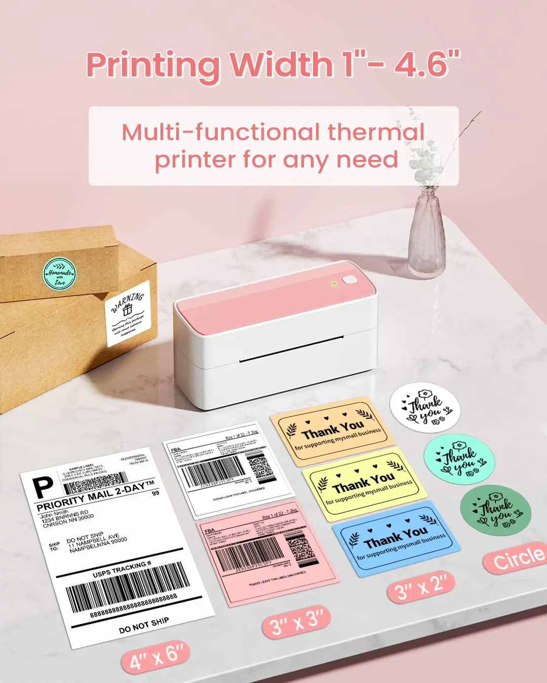 Phomemo 241Bt Portable Wireless Thermal Shipping Label Printer 4x6 BT Portable Desktop Shipping Printers For Small Business