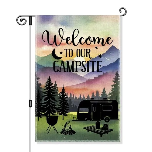 Welcome to Our Campsite Garden Flag, Funny RV Welcome Yard Sign for Outside, ... PPZ