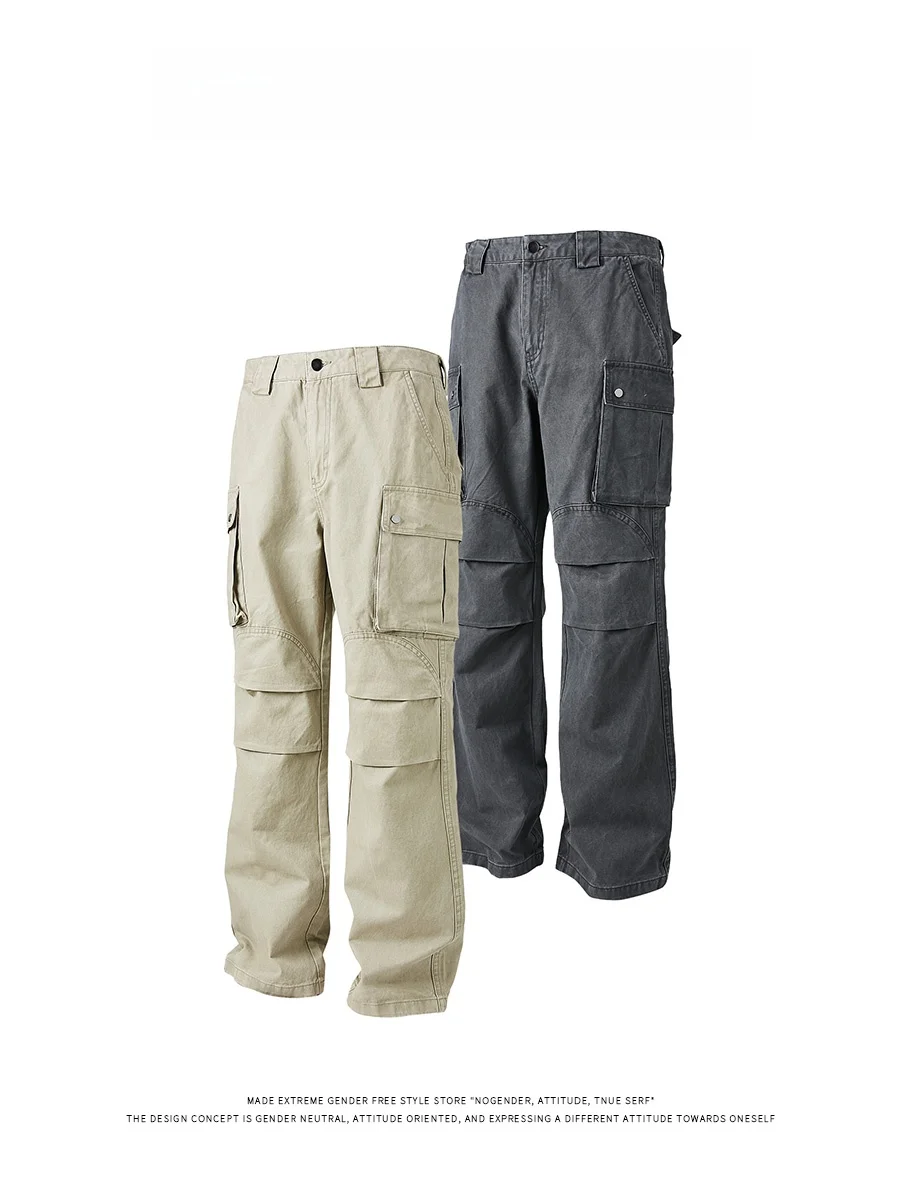 

Madeextreme American Street Sle Свободные прямые рабочие брюки с повседневными брюками Ретро Модный бренд Молодежная мода