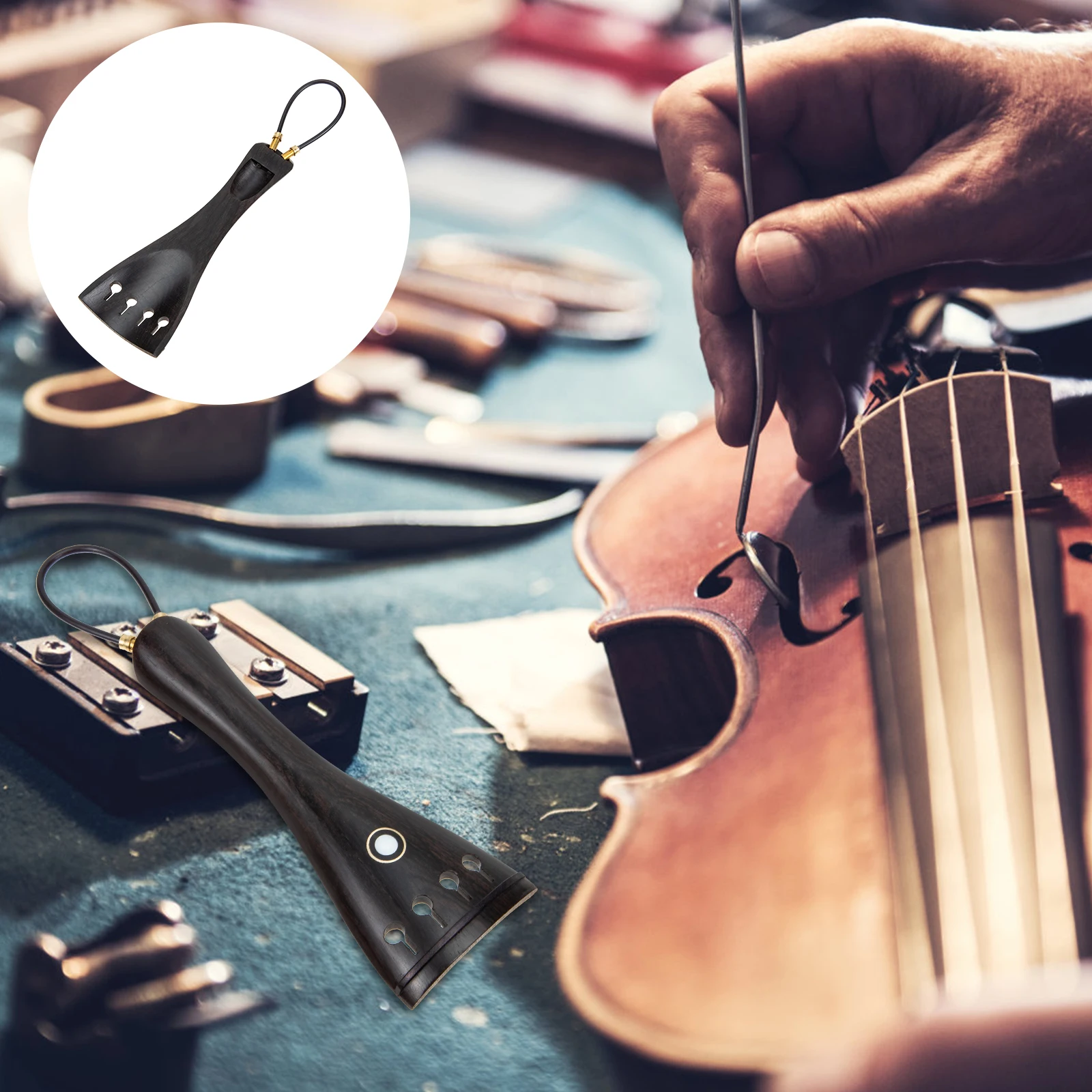

Ebony Violin Tailpiece Durable String Board for Violin Cello Instrument Practical Accessory Triangle Wood