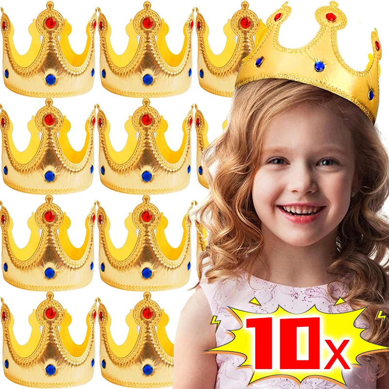 New Rhinestone Crown for Kids Boys Girls Birthday King Queen Princess Crowns Headband Hats Baby Shower Party Decoration Supplies