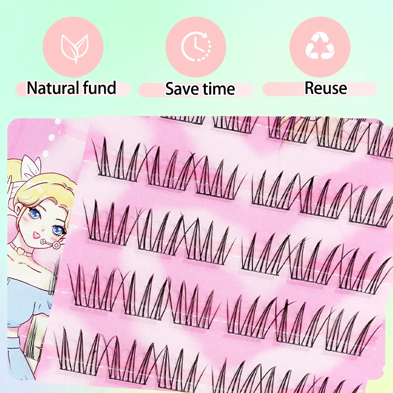 Selbstklebende Falsche Wimperncluster, kein Kleber erforderlich, weiche und dünne Idol-Wimpern für alltägliches Make-up, wiederverwendbar