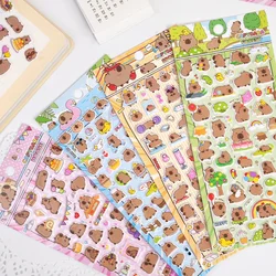 4 pcs/lot Cute Capybara Happy Life 3D Puffy Stickers Adhesive Sticker DIY Diary Stationery Sticker Gift School Office Supplies