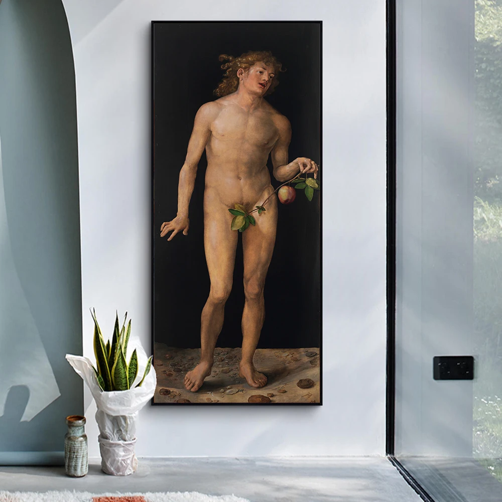 

Adam Eve Panel Oil Painting Dürer Wall Nude Art Canvas Print Poster Christian Picture for Gift Living Room Home Decor Cuadros