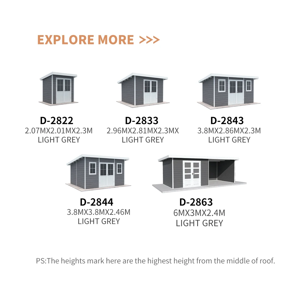 تصميم جديد - حزمة مسطحة جدارية مركبة من الخشب والبلاستيك المقاوم للماء، منزل جاهز، كابينة منزلية جاهزة للتخزين في الهواء الطلق #3