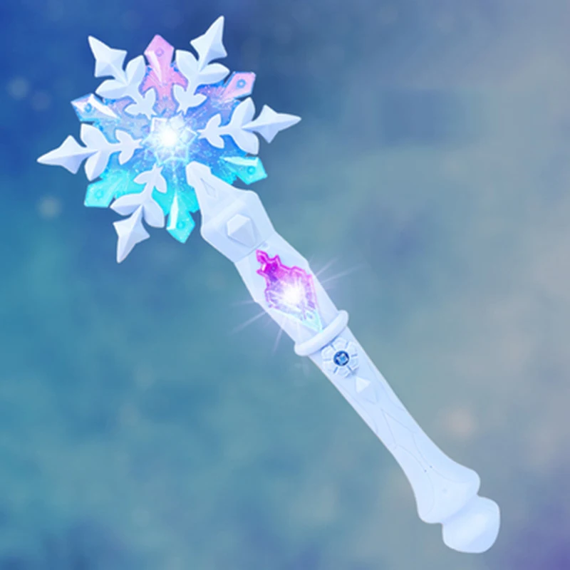 Girl Princess Snowflake Magic Wand LED Light Sound Fairy Wand Children Games Holiday Role Play Props Doll House Party Toys Gifts