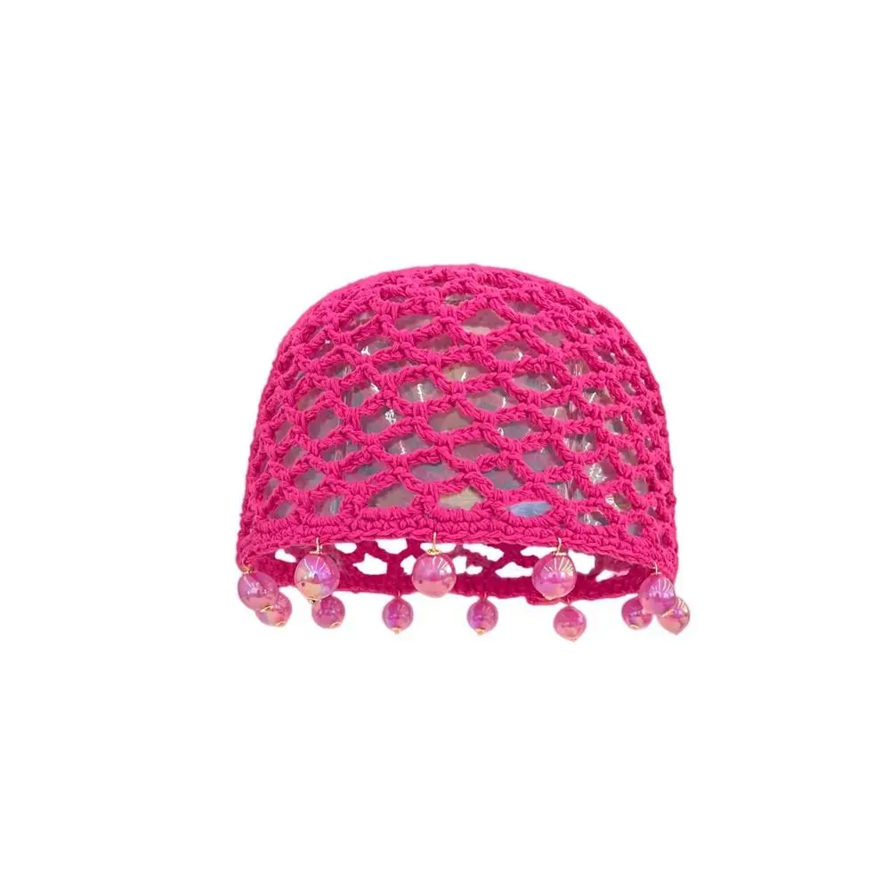 

Круглые бусины, вязаная крючком, полые кисточки, вязаная шапка, ажурная вязаная шапка в богемном стиле, корейская тонкая шляпа в этническом стиле, уличная шапка