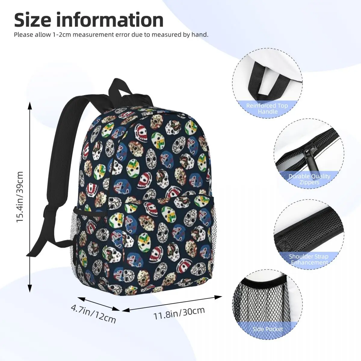 Classic Goalie Mask Pattern Fashion Children's Backpack School Bag Kids Boys Girls Kindergarten Student Schoolbag